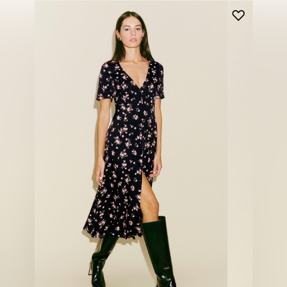 Reformation Locklin Dress Maroon Floral Size 8
